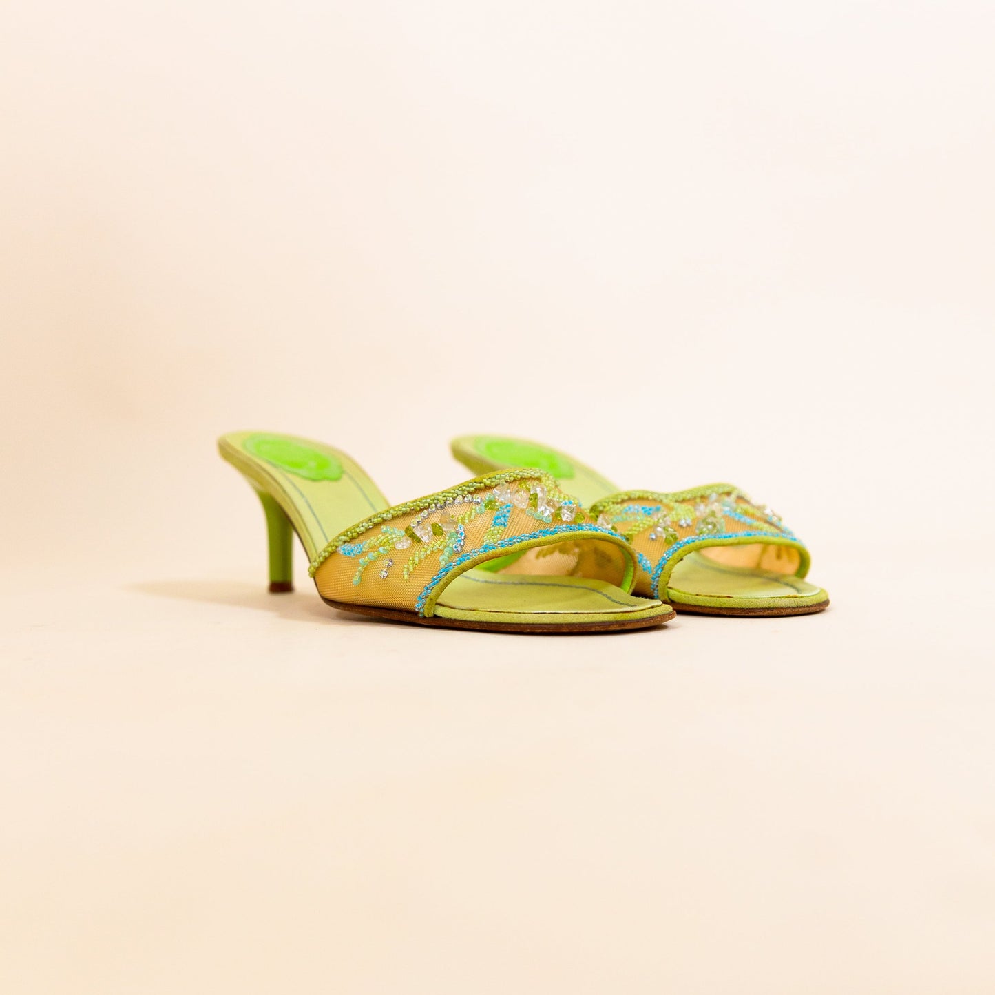 RENE CAOVILLA pastel beaded mules 36.5